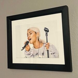 Ariana Grande Singing Photo Art Print In Black Frame - Music Studio Home Decor